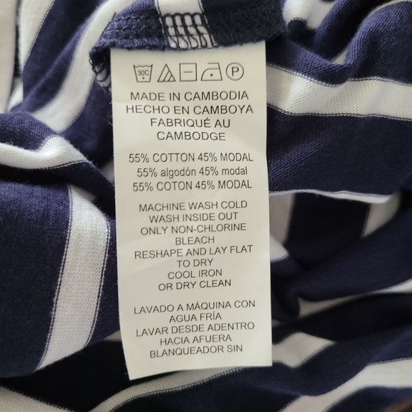 Michael Michael Kors Striped Short Sleeve Tee Top, Navy Blue & White, Gold SIZE - Picture 6 of 7